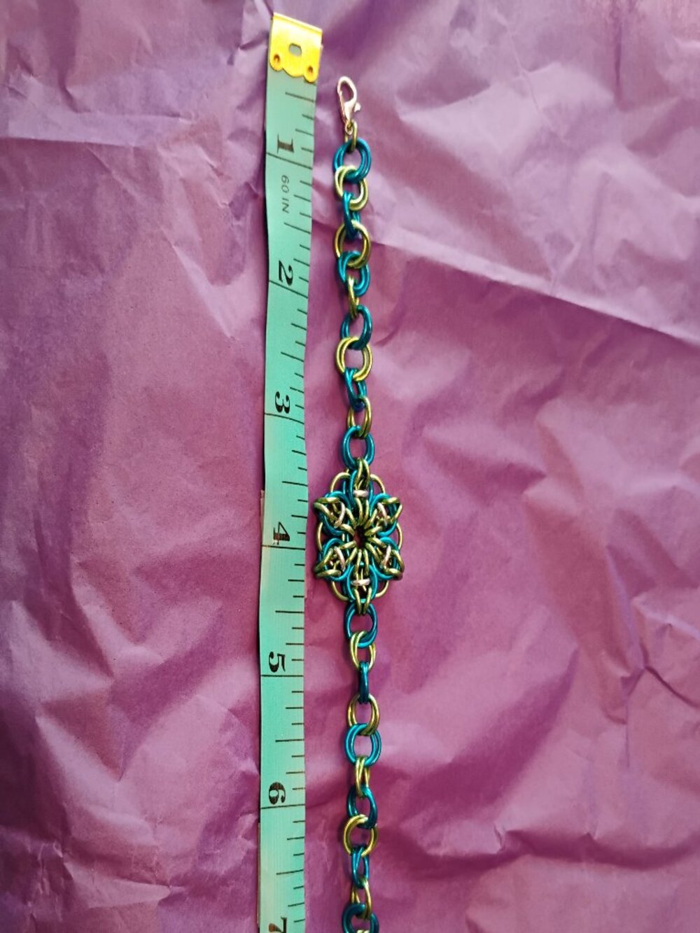 Blue, Green, & Silver Celtic Visions bracelet - Picture 3 of 10